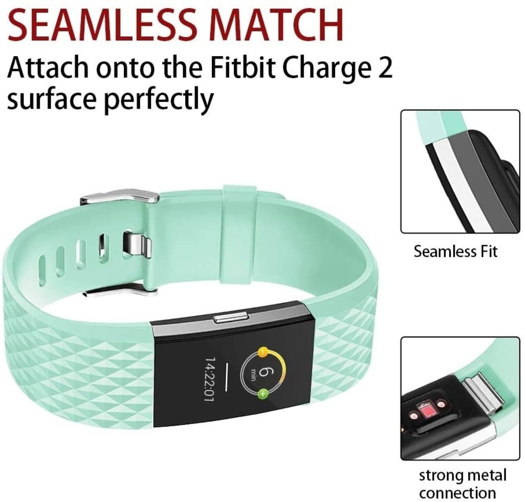 Strap-it Strap-it Bracelet silicone diamant Fitbit Charge 2 (aqua)
