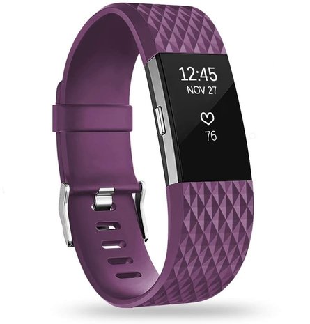 Strap-it Strap-it Bracelet silicone diamant Fitbit Charge 2 (violet)