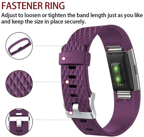 Strap-it Strap-it Bracelet silicone diamant Fitbit Charge 2 (violet)