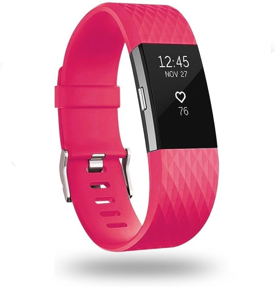 Strap-it Strap-it Bracelet silicone diamant Fitbit Charge 2 (rose vif)