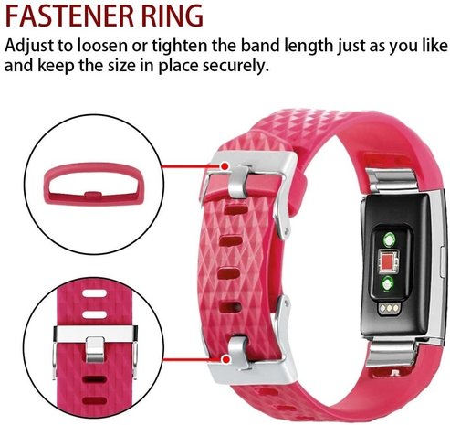 Strap-it Strap-it Bracelet silicone diamant Fitbit Charge 2 (rose vif)