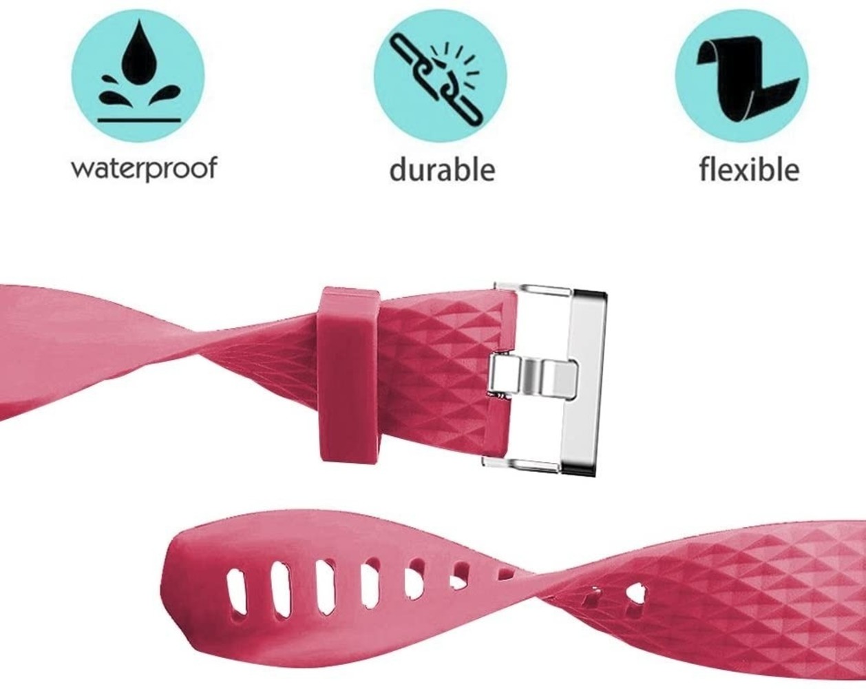 Strap-it Strap-it Bracelet silicone diamant Fitbit Charge 2 (rose vif)