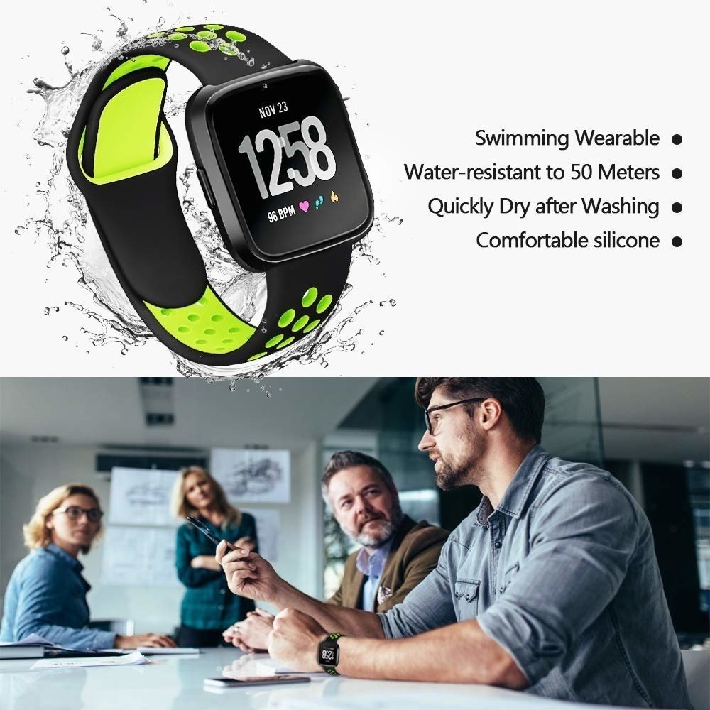 Strap-it Strap-it Bracelet sport Fitbit Versa  (noir/fluorescent)