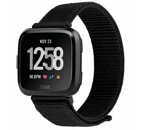 Strap-it Bracelet nylon Fitbit Versa (noir)