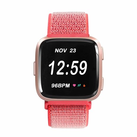 Strap-it Strap-it Bracelet nylon Fitbit Versa (rose vif)