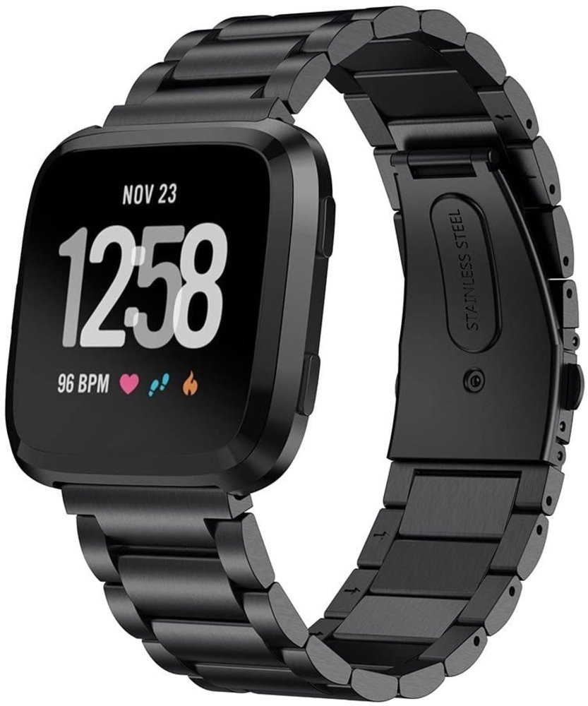Strap-it Strap-it Bracelet acier Fitbit Versa (noir)