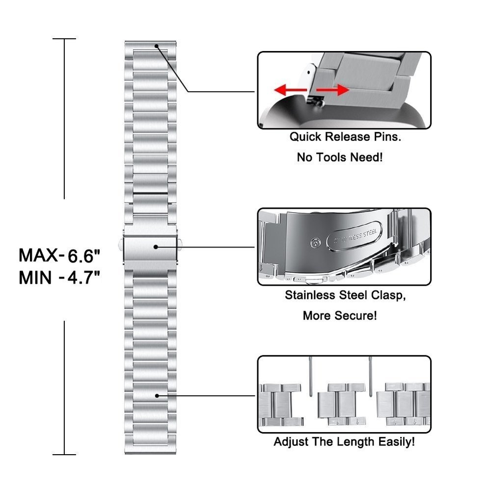 Strap-it Strap-it Bracelet acier Fitbit Versa (argent)