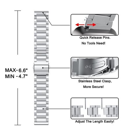 Strap-it Strap-it Bracelet acier Fitbit Versa (argent)