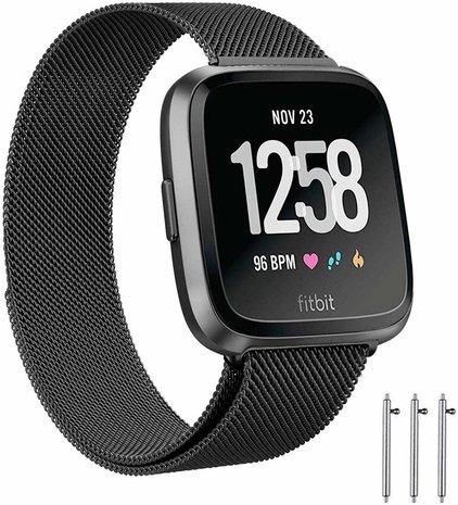 Strap-it Strap-it Bracelet Milanais Fitbit Versa (noir)