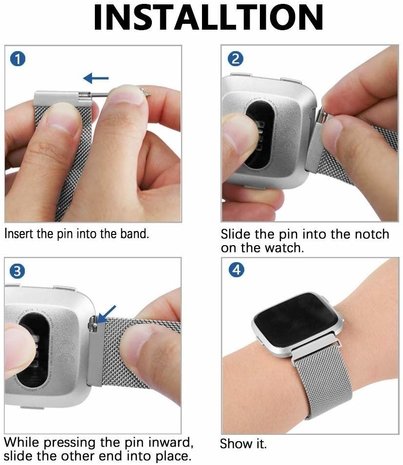 Strap-it Strap-it Bracelet Milanais Fitbit Versa (noir)