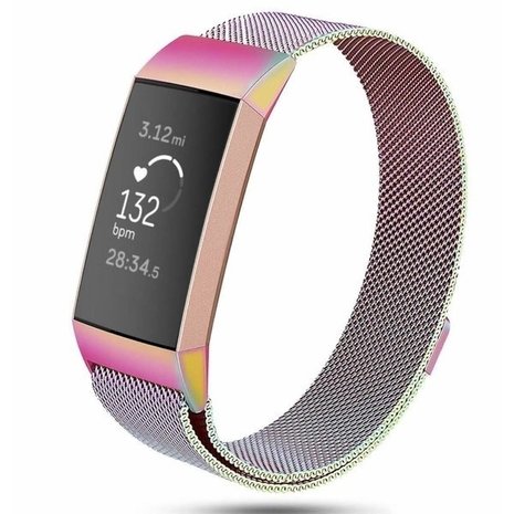 Strap-it Strap-it Bracelet Milanais Fitbit Charge 3 (arc-en-ciel)