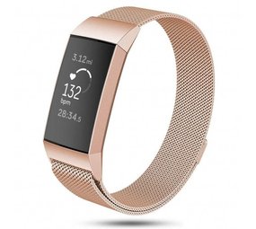 Strap-it Bracelet Milanais Fitbit Charge 3 (or rose)