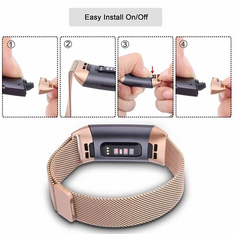Strap-it Strap-it Bracelet Milanais Fitbit Charge 3 (or rose) Strap-it Strap-it Bracelet Milanais Fitbit Charge 3 (or rose)