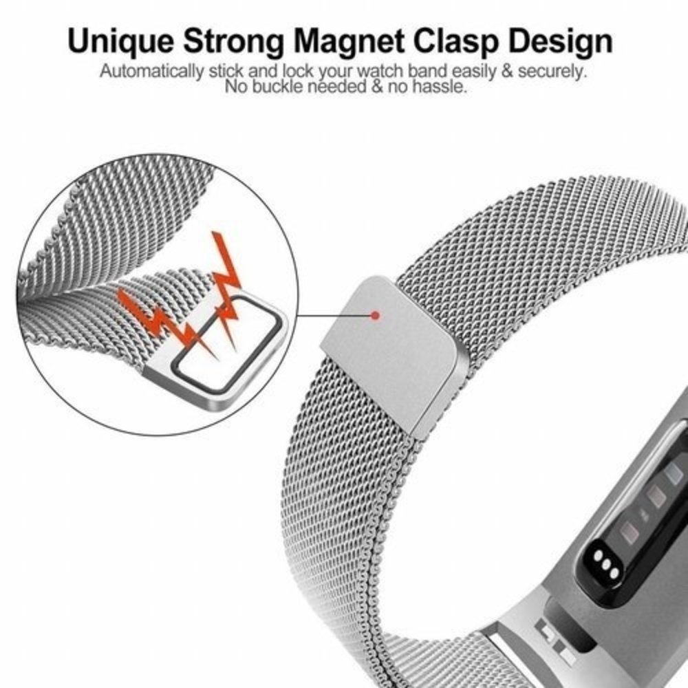 Strap-it Strap-it Bracelet Milanais Fitbit Charge 3 (argent)