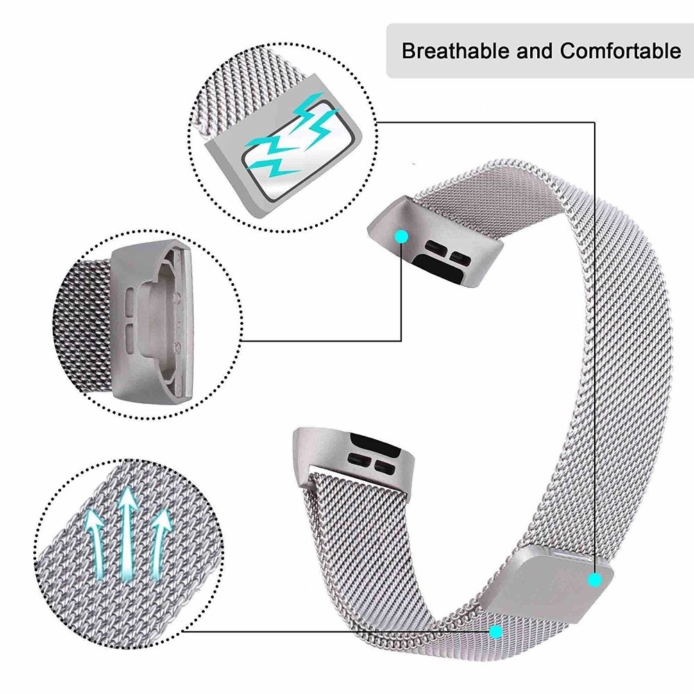 Strap-it Strap-it Bracelet Milanais Fitbit Charge 3 (argent)