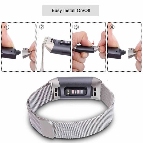 Strap-it Strap-it Bracelet Milanais Fitbit Charge 3 (argent)