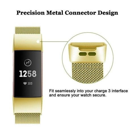 Strap-it Strap-it Bracelet Milanais Fitbit Charge 4 (or)