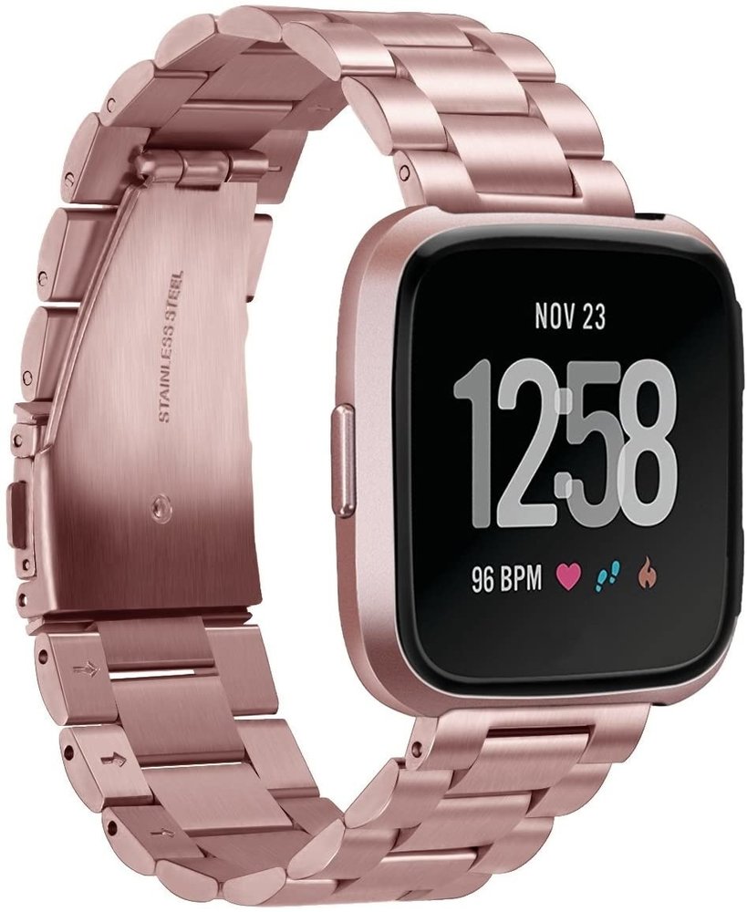 Strap-it Strap-it Bracelet acier Fitbit Versa (rose)