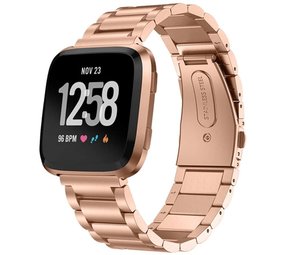 Strap-it Bracelet acier Fitbit Versa (or rose)