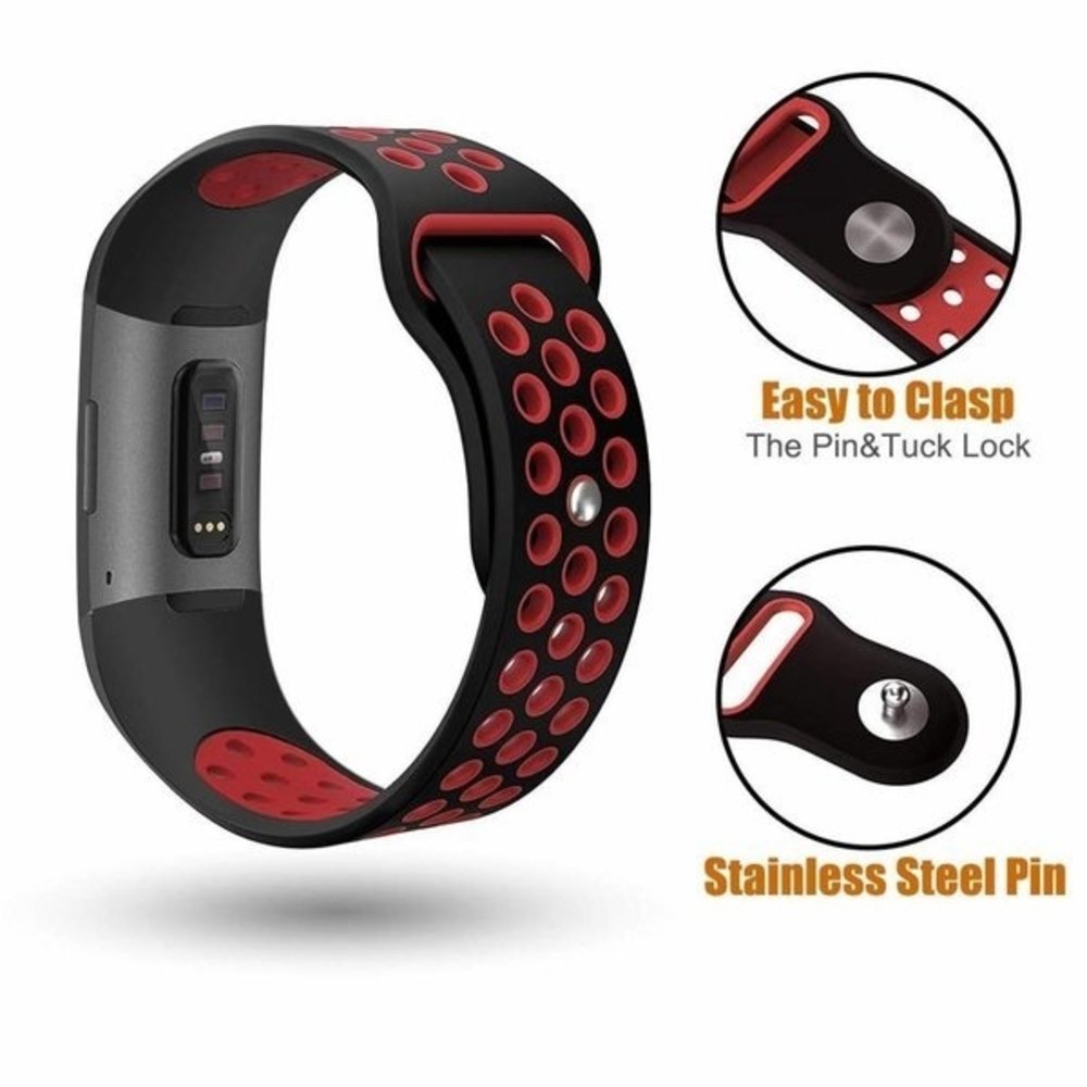 Strap-it Strap-it Bracelet sport Fitbit Charge 3 (noir/rouge)