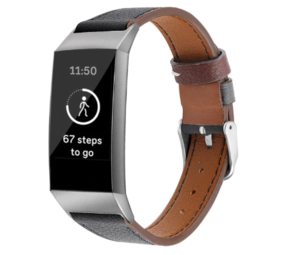 Strap-it Bracelet cuir Fitbit Charge 3 (noir)