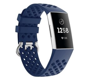 Strap-it Bracelet silicone avec trous Fitbit Charge 3 (bleu foncé)