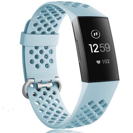 Strap-it Strap-it Bracelet silicone avec trous Fitbit Charge 3 (bleu clair)