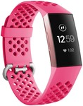 Strap-it Strap-it Bracelet silicone avec trous Fitbit Charge 3 (rose vif)