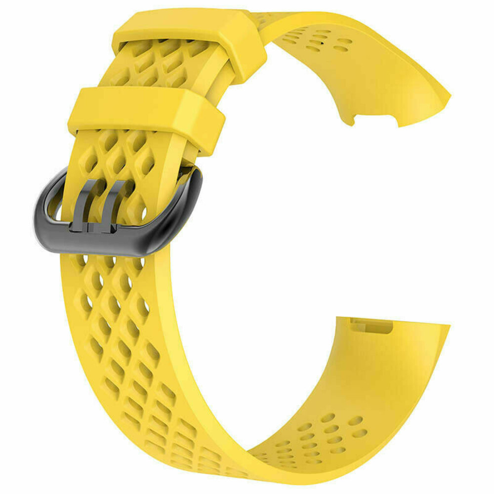 Strap-it Strap-it Bracelet silicone avec trous Fitbit Charge 3 (jaune)