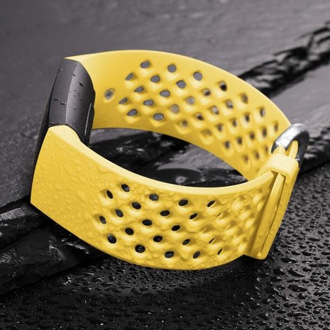 Strap-it Strap-it Bracelet silicone avec trous Fitbit Charge 3 (jaune)