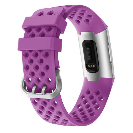 Strap-it Strap-it Bracelet silicone avec trous Fitbit Charge 4 (violet)