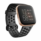Strap-it Bracelet silicone avec trous Fitbit Versa (noir)