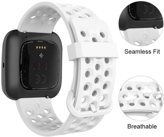 Strap-it Strap-it Bracelet silicone avec trous Fitbit Versa (blanc)