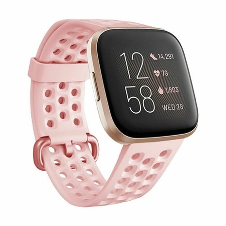 Strap-it Strap-it Bracelet silicone avec trous Fitbit Versa (rose)