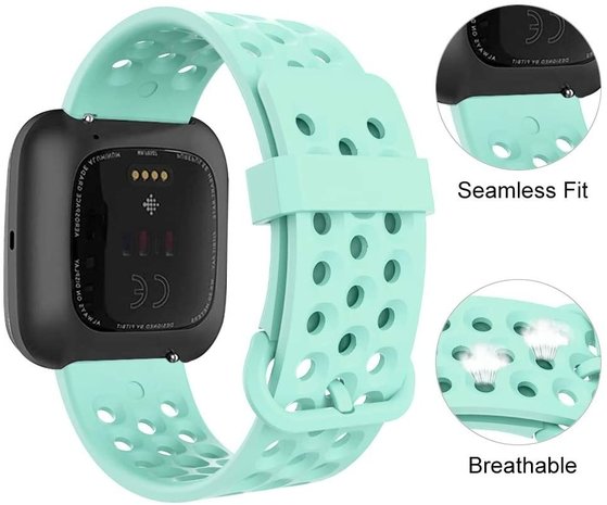Strap-it Strap-it Bracelet silicone avec trous Fitbit Versa (aqua)