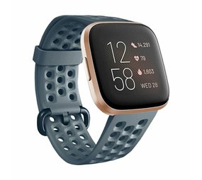 Strap-it Bracelet silicone avec trous Fitbit Versa (gris bleu)