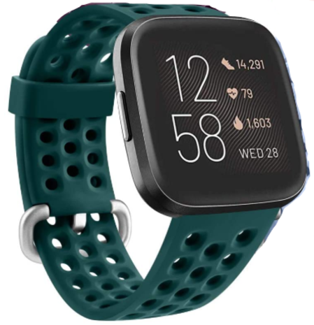 Strap-it Strap-it Bracelet silicone avec trous Fitbit Versa (vert)