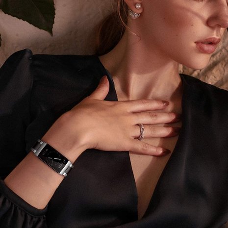 Strap-it Strap-it Bracelet acier Fitbit Charge 3 (argent/noir)