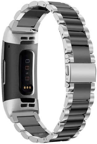 Strap-it Strap-it Bracelet acier Fitbit Charge 4 (argent/noir)