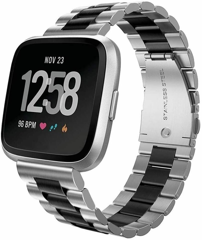 Strap-it Strap-it Bracelet acier Fitbit Versa (noir/argent)