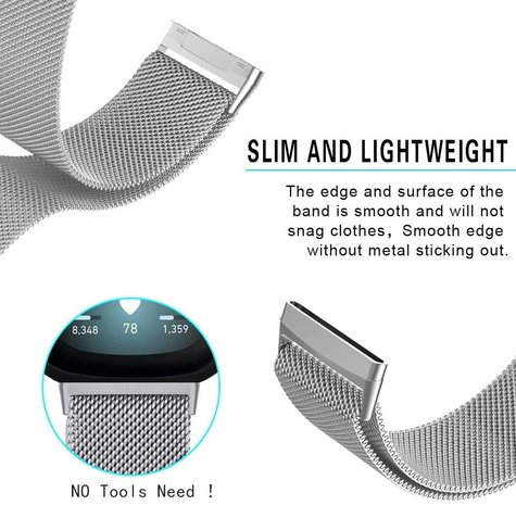 Strap-it Strap-it Bracelet Milanais Fitbit Versa 3 (argent)