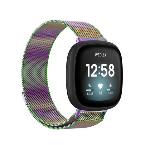 Strap-it Strap-it Bracelet Milanais Fitbit Versa 3 (arc-en-ciel)