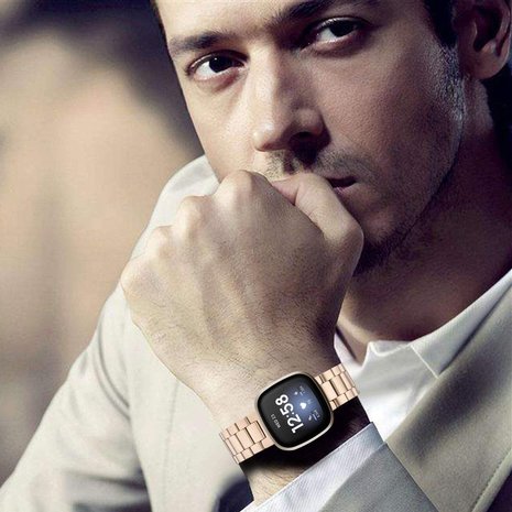 Strap-it Strap-it Bracelet acier Fitbit Versa 3(or rose)