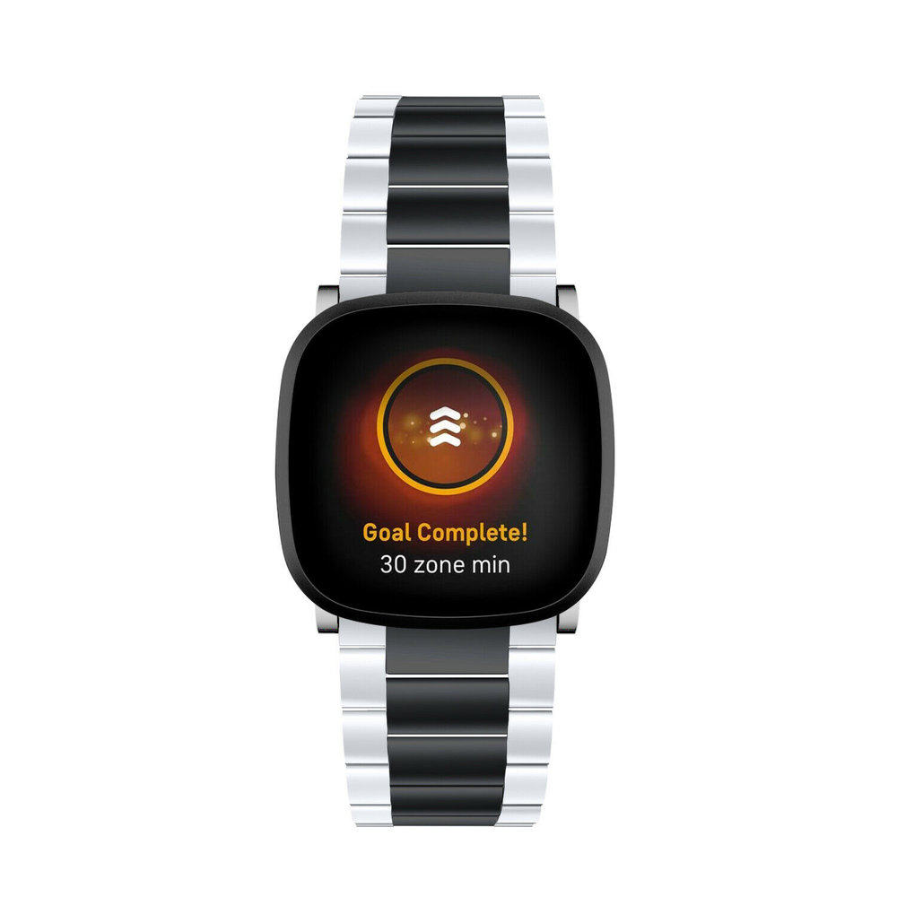 Strap-it Strap-it Bracelet acier Fitbit Sense (argent/noir)