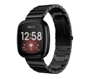 Strap-it Bracelet métal Fitbit Versa 3 (noir)
