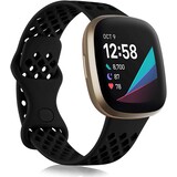 Strap-it Bracelet silicone avec trous Fitbit Versa 3 (noir)