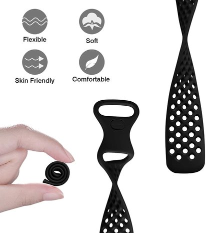 Strap-it Strap-it Bracelet silicone avec trous Fitbit Versa 3 (noir)