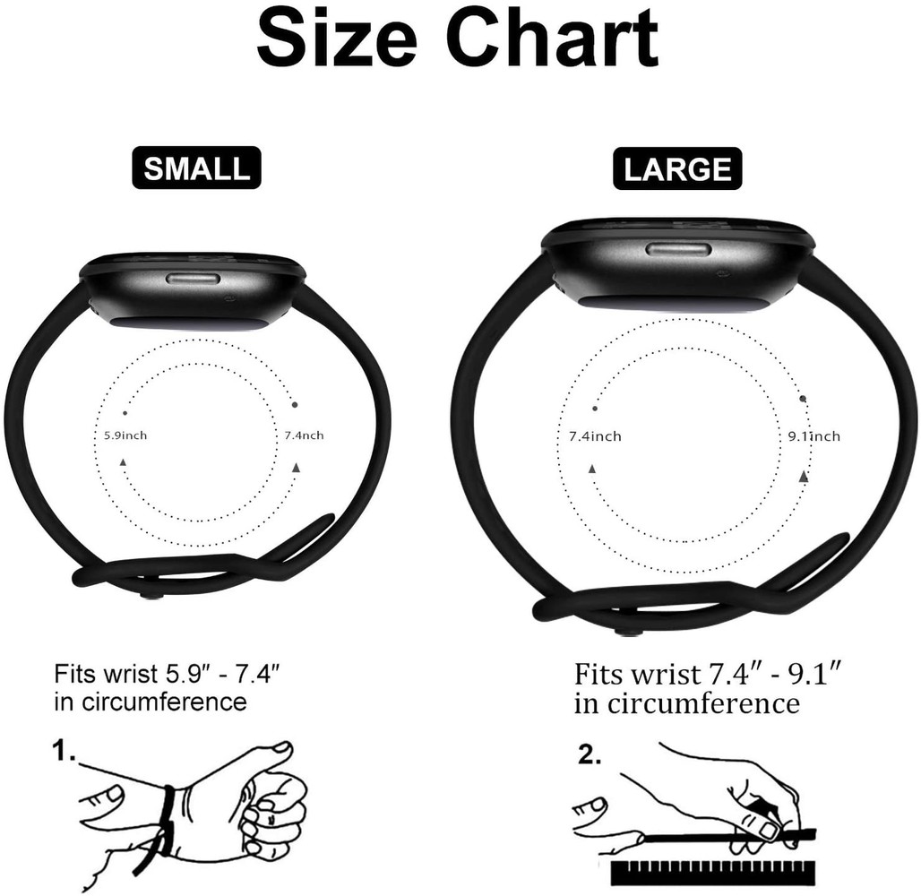 Strap-it Strap-it Bracelet silicone avec trous Fitbit Versa 3 (noir)