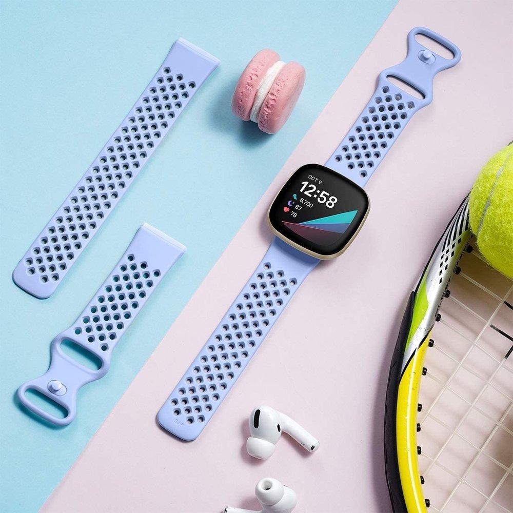 Strap-it Strap-it Bracelet silicone avec trous Fitbit Versa 3 (lilas)