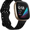 Strap-it Strap-it Bracelet silicone avec trous Fitbit Sense (noir)